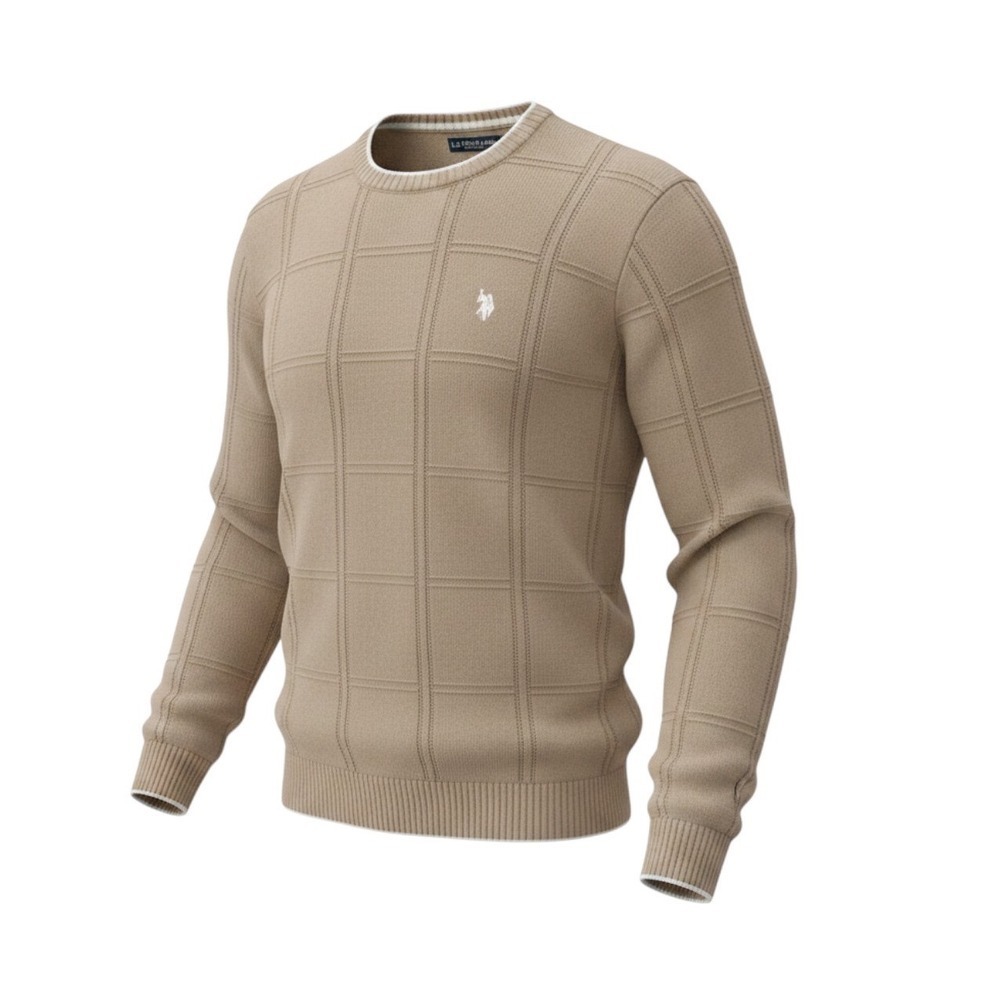 U.S. Polo Assn. Men's Taupe Old Money casual preppy Crewneck Sweater XL